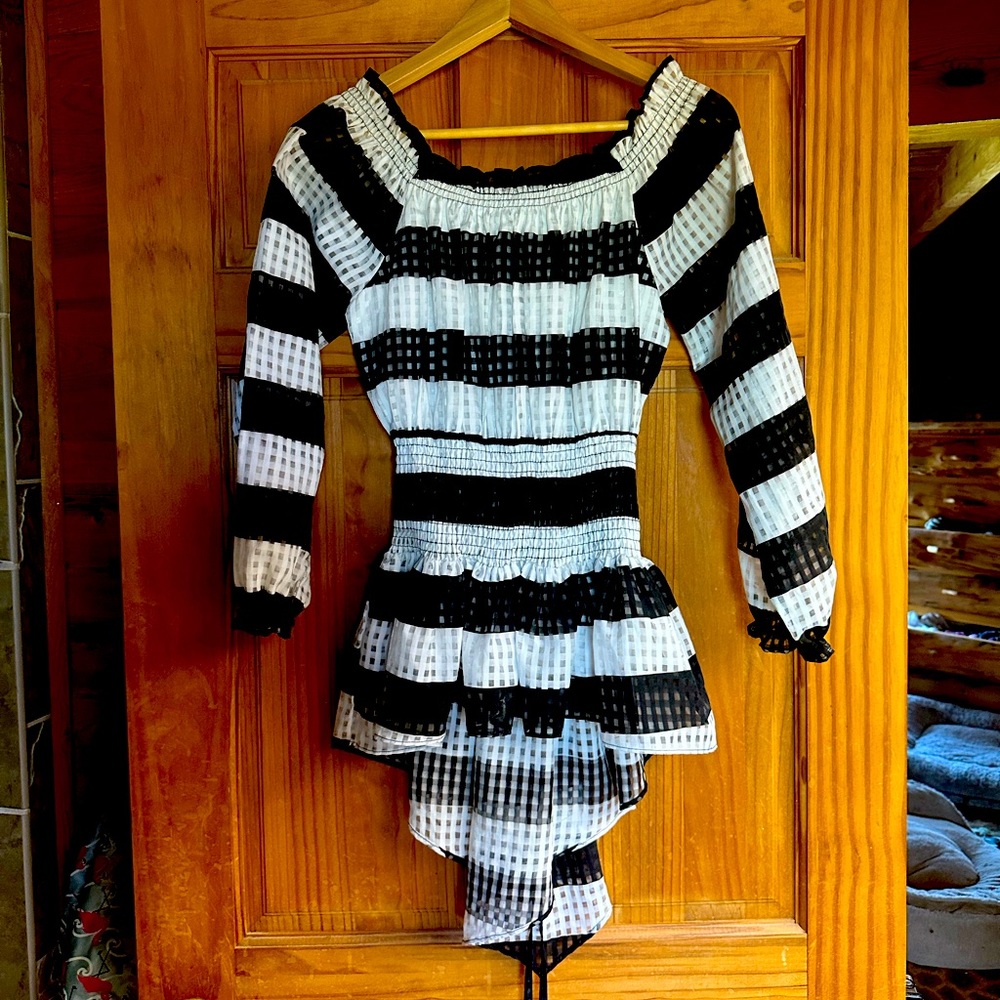 Gracia corset blouse black and white size medium